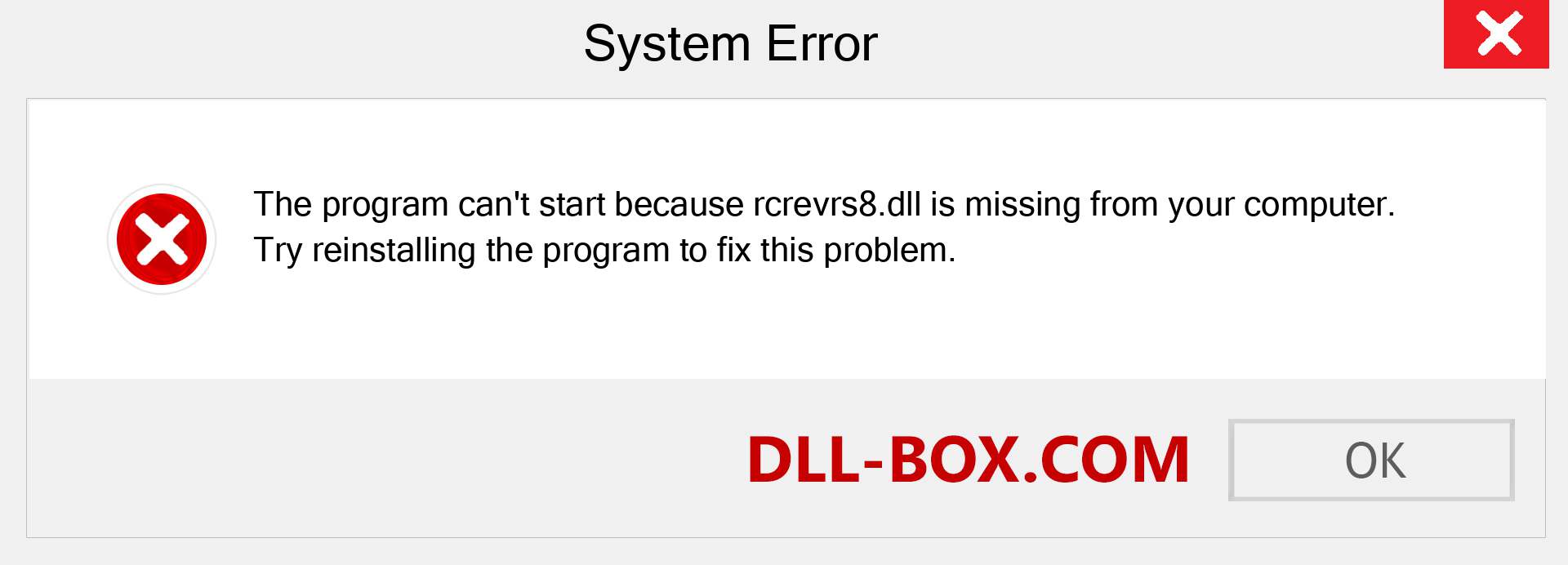  rcrevrs8.dll file is missing?. Download for Windows 7, 8, 10 - Fix  rcrevrs8 dll Missing Error on Windows, photos, images